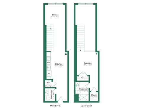 Floor plan for studio, 1.5 baths, 901 sqft